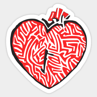 Geometric Heart Linocut Art for Bold Statements Sticker